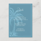 Boho Watercolor Beach Palm Trees Hochzeitdetails Begleitkarte (Vorderseite)