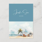Boho Watercolor Beach Palm Trees Hochzeitdetails Begleitkarte (Rückseite)