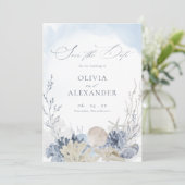 Boho Watercolor Beach Wedding Photo Save The Date (Stehend Vorderseite)