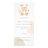 Boho Watercolor Bear Babysitter Service Werbekarte (Hinten)