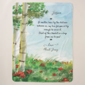 Boho Watercolor Birch Tree Custom Message Sherpadecke (Vorderseite)
