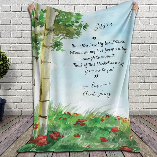Boho Watercolor Birch Tree Custom Message Sherpadecke
