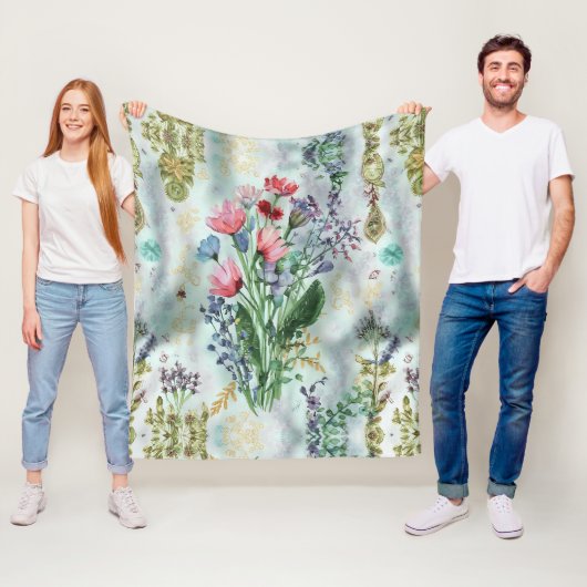 Boho Watercolor Blanket - Dreamy Pastel Throw Fleecedecke (Beispiel)