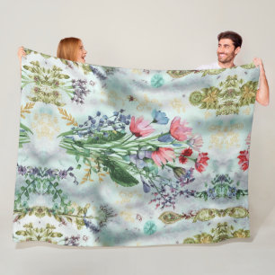 Boho Watercolor Blanket - Dreamy Pastel Throw Fleecedecke