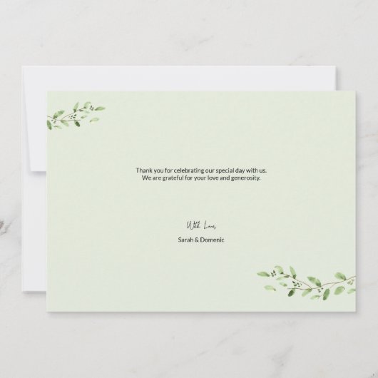 Boho Watercolor-Blätter zerstören Frühjahrsszenari Dankeskarte (Rückseite)