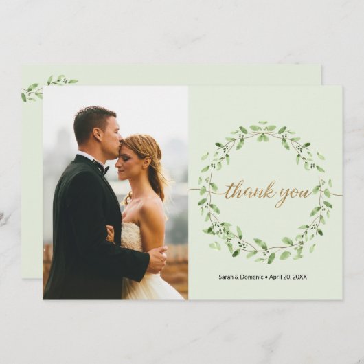 Boho Watercolor-Blätter zerstören Frühjahrsszenari Dankeskarte (Vorne/Hinten)