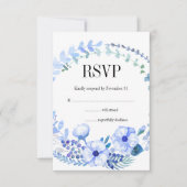 Boho Watercolor Blue Floral Wedding RSVP Card Karte (Vorderseite)