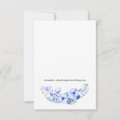 Boho Watercolor Blue Floral Wedding RSVP Card Karte (Rückseite)