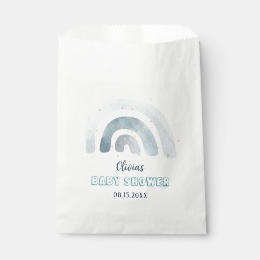 Boho Watercolor Blue Rainbow Baby Dusche Geschenktütchen (Vorderseite)