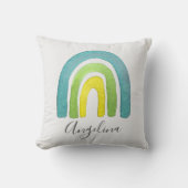 Boho Watercolor Blue Rainbow Kinderzimmer Deco Kissen (Vorderseite)