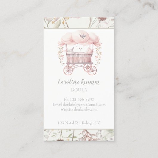 Boho Watercolor Blume Baby Doula Midfrau Visitenkarte (Vorderseite)