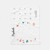 Boho Watercolor Blume Babymeile monatlich Fleecedecke (Vorderseite)
