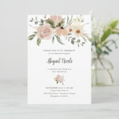 Boho Watercolor Blume Bat Mitzvah mit Details Einladung (Stehend Vorderseite)