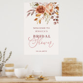 Boho Watercolor Blume Brautparty Willkommen Poster (Küche)