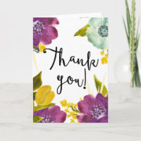 Boho Watercolor Blume Danke, Ihre Karte
