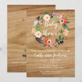 Boho Watercolor-Blume | Einladung der Babydusche (Vorne/Hinten)