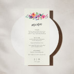 Boho Watercolor Blume Elegante Hochzeit Custom Menükarte<br><div class="desc">Einfache Boho Wasserfarben Blume Modernes,  elegantes Menü für Hochzeiten</div>