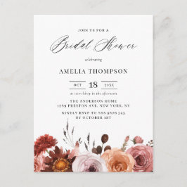 Boho Watercolor Blume Garland Fall Brautparty Einladungspostkarte