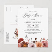 Boho Watercolor Blume Garland Fall Kinderdusche Einladungspostkarte (Vorne/Hinten)