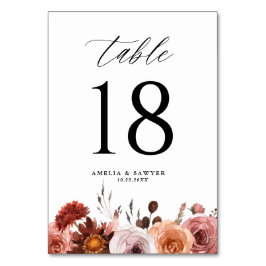 Boho Watercolor Blume Garland Hochzeit im Herbst Tischnummer