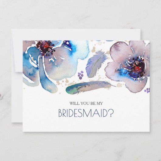 Boho Watercolor-Blume - Werden Sie meine Bridesmai Einladung (Vorderseite)