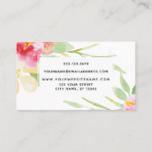 Boho Watercolor Blume White Visitenkarte (Rückseite)