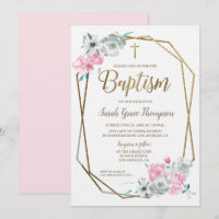 Boho Watercolor-Blumen-Babyrosa Taufe