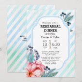 Boho Watercolor Blumen Feathers Probe Dinner Einladung (Vorne/Hinten)