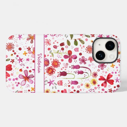 Boho Watercolor Blumenname Case-Mate iPhone Hülle (Rückseite (Horizontal))
