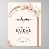 Boho Watercolor Blumenstrauß Brautparty Willkommen Poster (Vorne)