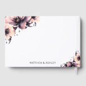 Boho Watercolor Blush Pink Blues Hochzeit Gästebuch (Rückseite)