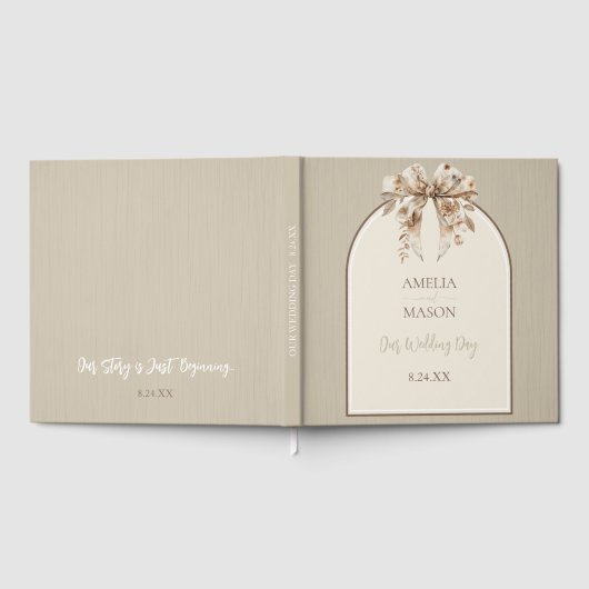 Boho Watercolor Bow Wedding Guest Book Gästebuch (Voll)