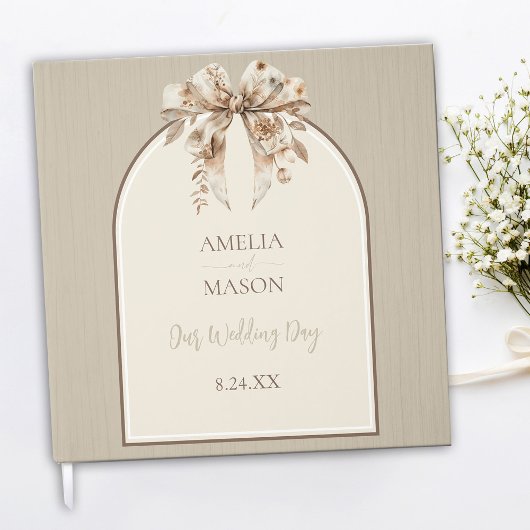 Boho Watercolor Bow Wedding Guest Book Gästebuch