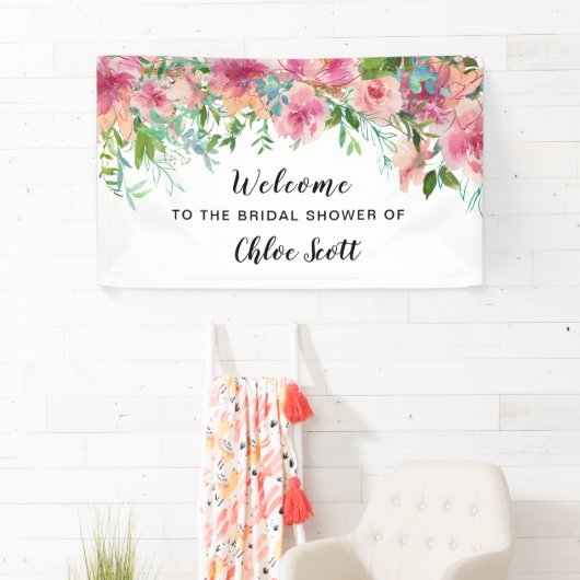 Boho Watercolor Brautparty Begrüßung Banner (Insitu)