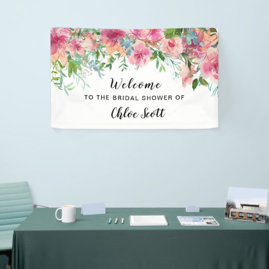 Boho Watercolor Brautparty Begrüßung Banner (Messeveranstaltung)
