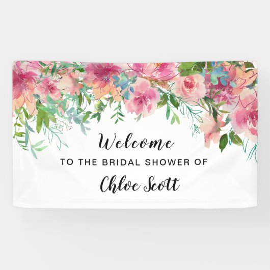 Boho Watercolor Brautparty Begrüßung Banner (Horizontal)