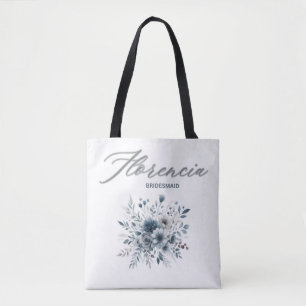Boho Watercolor Bridesmaid Dusty Blue Floral Tasche
