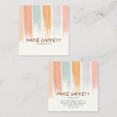 Boho Watercolor Brush Strokes Cool Quadratische Visitenkarte (Vorne/Hinten)