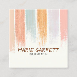 Boho Watercolor Brush Strokes Cool Quadratische Visitenkarte