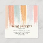 Boho Watercolor Brush Strokes Cool Quadratische Visitenkarte (Rückseite)