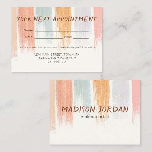 Boho Watercolor Brush Strokes Terminkarte (Vorne/Hinten)