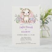 Boho Watercolor Bunny Ostern Brunch Einladung (Stehend Vorderseite)