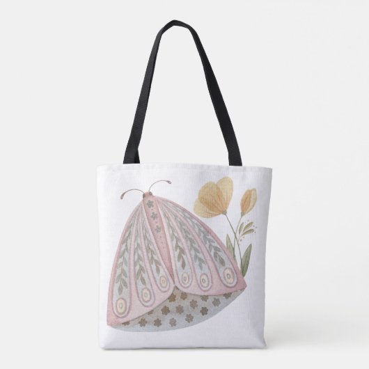 Boho Watercolor Butterfly Floral Boho Style Tasche (Rückseite)