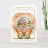 Boho Watercolor Butterfly Funeral Program Template Karte (Vorderseite)