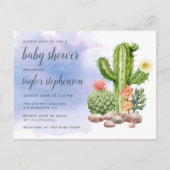 Boho Watercolor Cactus Baby Shower Einladungspostkarte (Vorderseite)