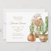 Boho Watercolor Cactus Pampas Pflanze Baby Shower Einladung (Vorderseite)