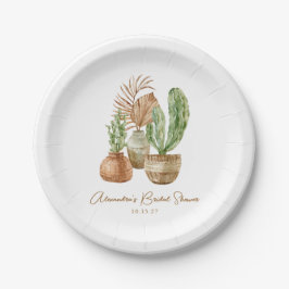 Boho Watercolor Cactus Pampas Pflanze Brautparty Pappteller