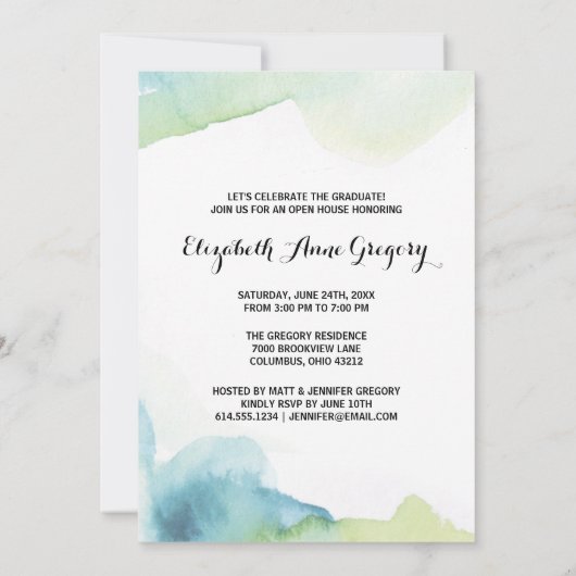 Boho Watercolor Calligrafy Foto Abschluss Einladung (Rückseite)