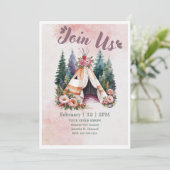 Boho Watercolor Camping Einladung (Stehend Vorderseite)