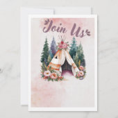 Boho Watercolor Camping Einladung (Rückseite)